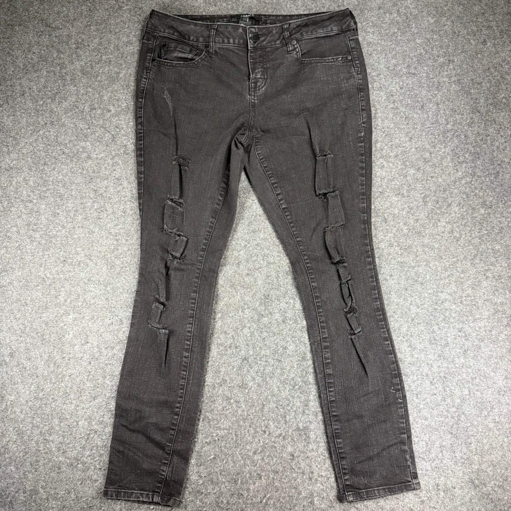 Torrid Denim Black Distressed‎ Skinny Jeans Plus Size 12R Ripped